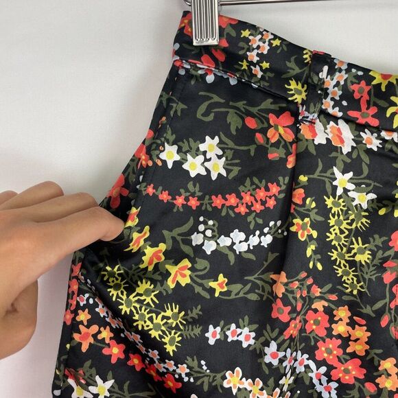 ATM Anthony Thomas Melillo Satin Floral Print High Rise Pleat Shorts Black 6 - Picture 4 of 10